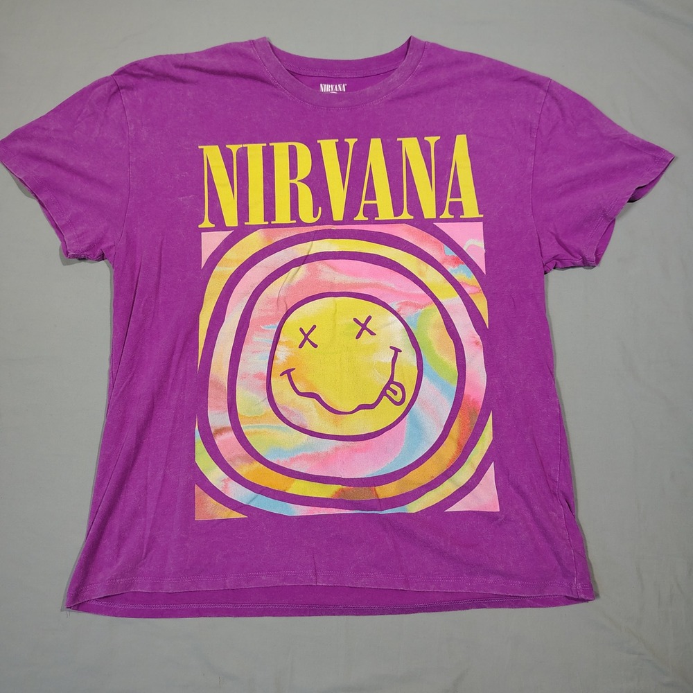 Nirvana Shirt Women Large Purple Live 93 Tour Graphic Tee Band Merch - Picture 2 of 11